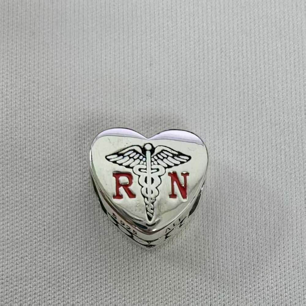 Pandora RN Registered Nurse Exclusive Heart Charm Pendant, S925 Silver Jewelry